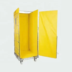 Large Storage Trolley Roll Cage Container with Inner and Outer Linen Bag Covers for Hospital and Laundry Use