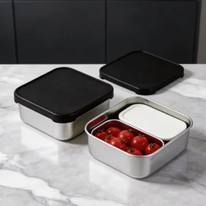 Leak Proof 304 Stainless Steel Lunch Box with Airtight Silicone Lids Microwave Safe Meal Prep Containers