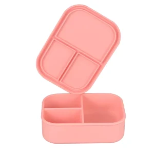 Leak-Proof Silicone 3-Compartment Blue Lunch Box, Anti-Odor, High-Temperature Food-Grade