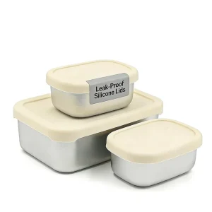 Leak Proof Stainless Steel Divide Compartment Stackable Lunch Box Set Metal Bento Lunch Box Kids Portable Lunch Box