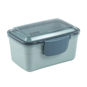 Leakproof Airtight Plastic Lid Lunch Box Stackable Double Layer Bento Container Secure Lock Eco Friendly Reusable for Daily Use