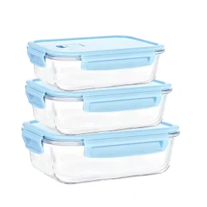 Leakproof Rectangular Borosilicate Glass Meal Prep Container with Airtight Lid Microwave Safe Lunch Box