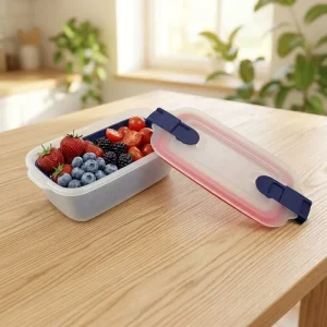 Leakproof Rectangular Fruit Storage Box Detachable Drain Tray Airtight Clip Lock Seal Lid