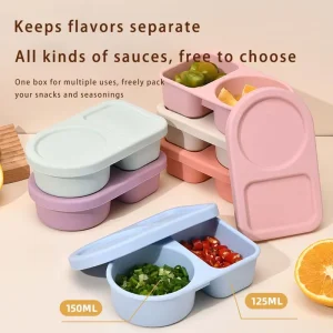 Leakproof Silicone Bento Box Food Storage Box Reusable Silicone Snack Containers Portable Snackle Box