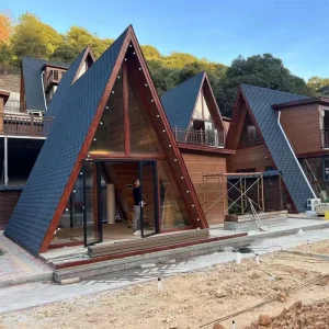 Light Steel Easy Transport Prefab Mountain House Triangle Alpine House Villa With Flat Pack Design Eco Friendly Materials