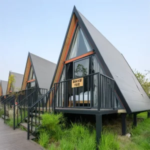 Light Steel Modern A Frame House Prefab Cabin With Kitchen and Bathroom for Airbnb or Camping Resort Project Commercial Use