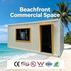 Lightweight Detachable Modular Container Bar with Integrated Cooler and Glass Display for Pop up Night Market Business