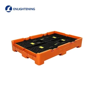 Lightweight Foldable Eco Friendly Nestable Pallet Container 8 Leg Low Height 4 Access Doors for Supermarket Stock Storage