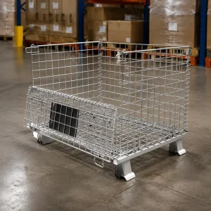 Logistics Carbon Steel Wire Mesh Container Foldable Stackable Collapsible Drop Stillage Warehouse Transport Manufacturer