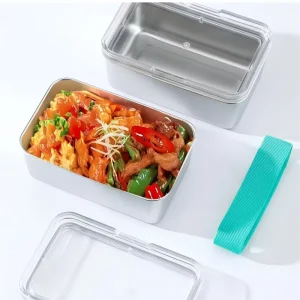 Logo Customized 550ml Portable Bento Box Transparent Lid Durable Stainless Steel Lunch Box for Adults Kids