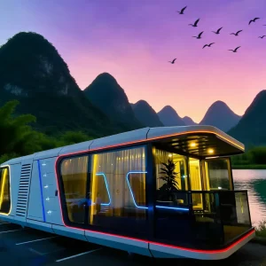 Low Cost Customizable Panoramic Glass Space Capsule Prefab Mobile Glamping Container House Modern Design