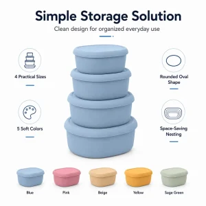 Lunch Box Silicone Storage Containers Stackable 4 Sizes Bento for Home Office Outdoor Meals Snacks Portable Durable