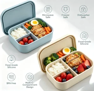Lunch Box for Toddlers Kids 3 Compartment Lunch Containers Leak Proof BPA Free Microwave Dishwasher Safe