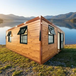 Luxury 20ft Brown Expandable Container Home Customized Portable Steel Modular Office for Temporary Workspace CE Cert