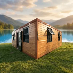Luxury 20ft Brown Expandable Container Home Portable Modular Tiny House for Resort Hotel Camping Site