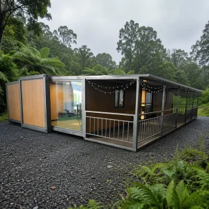 Luxury 20ft Wood Texture Slanted Roof Expandable Folding Container House Modern Villa Factory Price
