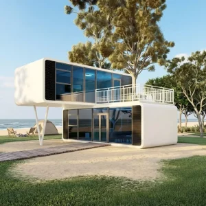 Luxury 40ft Apple Cabin House Thermal Insulation Steel Sandwich Panel Prefab House for Coastal Scenic Resort Hotel