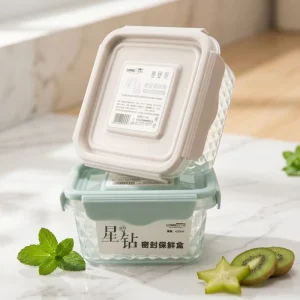 Luxury Camping Leak proof Clip on Lid Portable Square Food Storage Container 0.43L Injection Molded