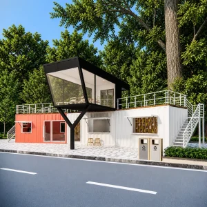 Luxury Chinese Style Steel Container Mobile Home with Glass Balcony and Durable Construction
