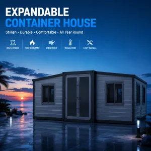Luxury Double Wing Expandable Container House Prefabricated Modular Home Waterproof Fireproof Portable Mobile Living Cabin