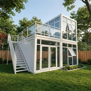 Luxury Expandable Prefab House Modular Container Home with Glass Wall and Bathroom