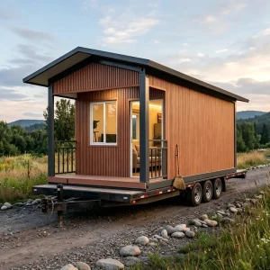 Luxury Mobile Tiny House Wheels Prefabricated Modular Trailer Cabin Modern Light Steel Frame Eco Friendly Living School Office