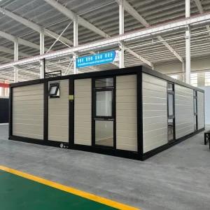 Luxury Portable Dual Wing Expandable Steel Structure Container Home Large Glass Windows Modern Supermarket Office Building