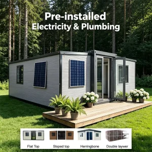 Luxury Prefabricated Villa 3 Bedroom 2 Bath Expandable Container House with Solar Ready Electrical for Off Grid Living Solution