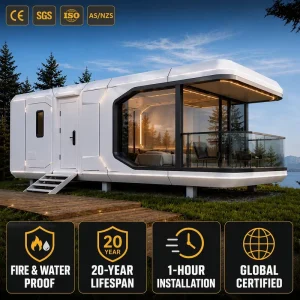 Luxury Space Capsule House Modern Prefabricated Modular Tiny Home for Resort Glamping Futuristic Mobile Container Pod