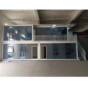 Luxury Two Story Expandable Container Villa Contemporary Design Ready Made Glass Curtain Wall Easy Installation