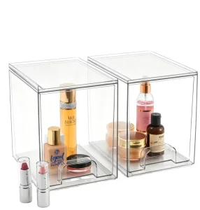 Makeup Storage Organizer Stackable Storage Drawers Clear Plastic Organizer Bins for Baby Bottle Beauty Supplies Storage