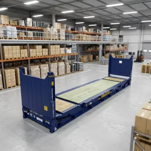 Manufacturer Adjustable Stakes Durable Welded Steel 40ft Open Side Flat Rack Shipping Container