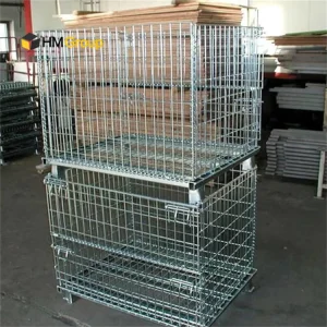 Material Handling Heavy Duty Warehouse Metal Steel Galvanised Storage Collapsible Stackable Wire Mesh Cage Pallet Container