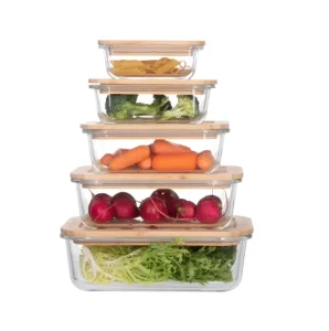 Meal Prep Eco BPA Free Transparent High Borosilicate Glass Food Storage Container Leakproof Dishwasher Safe Microwave Lunch Box