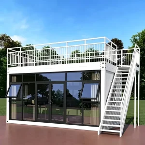 Mediterranean Outdoor Portable Sandwich Panel 20ft Container House Mobile Glass Home Office Farmhouse Workshop