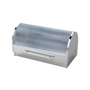 Metal Bread Box Kitchen Counter Storage Bins for Fresh Loaves Bread Containers and Boxes with Glass Lid