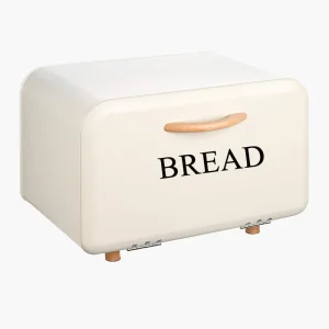 Metal Bread Box Storage Tin with Front Opening Drop Down Door for Kitchen Counter or Shelf Bakery Storage Container