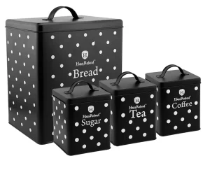 Metal Bread Box and Coffee Sugar Tea Canister Set with Lids Countertop Food Storage Containers