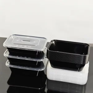Microwavable 17oz 22oz 25oz 34oz Disposable PP Plastic Leak Proof BPA Free Rectangle Food Storage Containers Lunch Boxes for