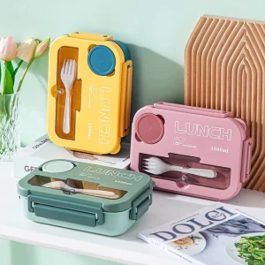 Microwavable Reusable Large Capacity Lunch Box Plastic Tiffin Bento Box for Kids Adults