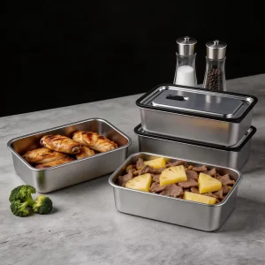 Microwave Portable Leakproof Stainless Steel 304 Metal Kids Bento Lunch Tin Box Free Silicone Food Container With Lid