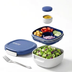 Microwave Safe 1500ml Round Bowls With Airtight Lids Stackable Plastic Food Storage Containers for Kitchen