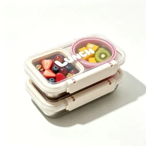 Microwave Safe 400ml 2 Compartment Metal Kids Snack Pack Container with Lids 304 Stainless Steel Divided Lunch Box Snack Box