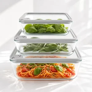 Microwave Safe Borosilicate Glass Lunch Box with Lids Heat Resistant Food Storage Container for School