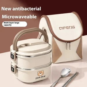 Microwave Safe Stainless Steel Lunch Box Insulated Multi Tier Bento Box for Office School Food Storage Container