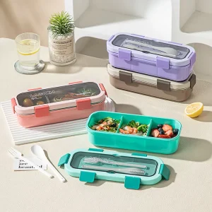 Microwave Stainless Steel Single Layer Partition Lunch Box Leak Proof Fresh Keeping Bento Container Portable Food Storage Box