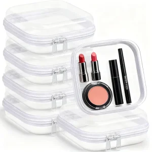 Mini Clear Hard Shell Zipper Case Portable Travel Cosmetic Organizer Storage Box for Travel Essentials