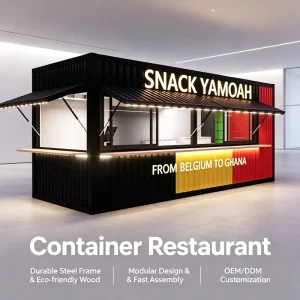 Mini Shipping Container Fast Food Restaurant with Kitchen Mobile Container Restaurant Kiosk Booth for Event Market Street Food