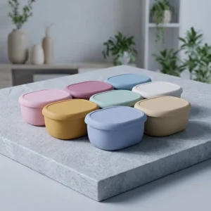 Minimalist Silicone Lunch Box Microwave Safe Rectangular Food Storage Container Airtight Leak Proof Bento Tote