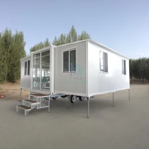 Mobile Home Trailer Container Houses 2 Bedroom 40sqm Waterproof Prefab Tiny House on Wheels